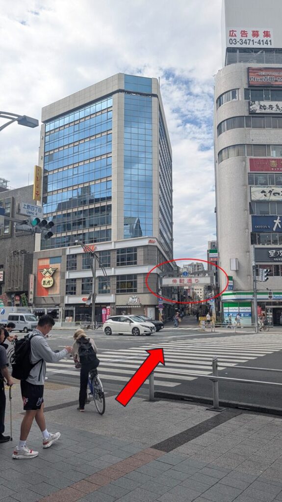 道順　上野駅　仲町通り　御徒町