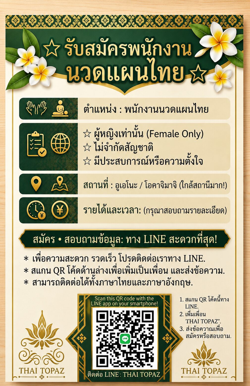 image staff bosyu thaitopaz Staff Wanted